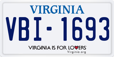 VA license plate VBI1693