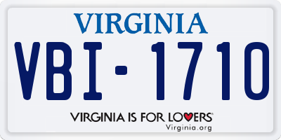 VA license plate VBI1710