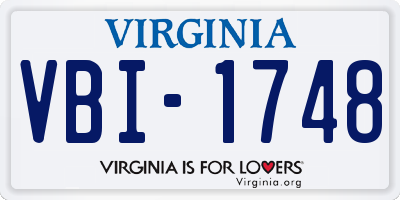 VA license plate VBI1748