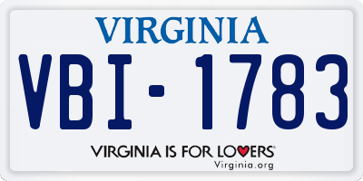 VA license plate VBI1783