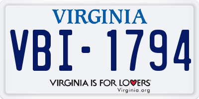 VA license plate VBI1794