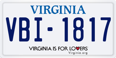VA license plate VBI1817