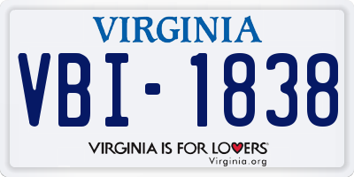 VA license plate VBI1838