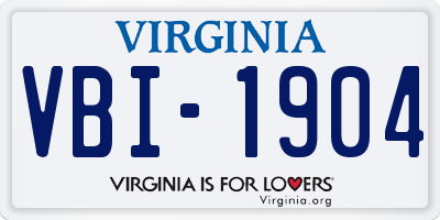 VA license plate VBI1904