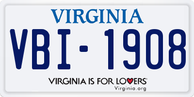 VA license plate VBI1908