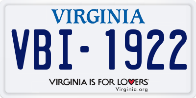 VA license plate VBI1922