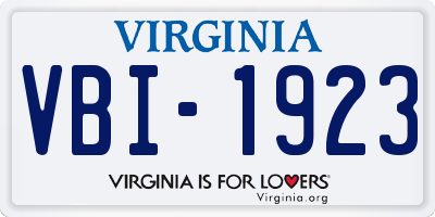 VA license plate VBI1923