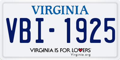 VA license plate VBI1925