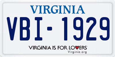 VA license plate VBI1929