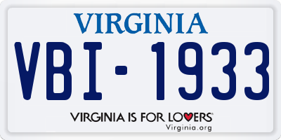 VA license plate VBI1933