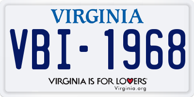 VA license plate VBI1968