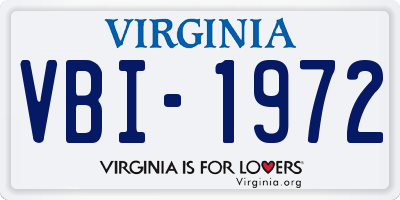 VA license plate VBI1972