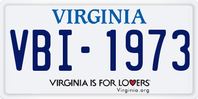 VA license plate VBI1973