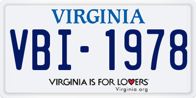 VA license plate VBI1978