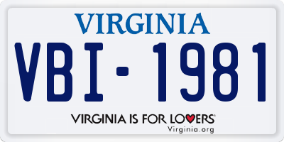 VA license plate VBI1981