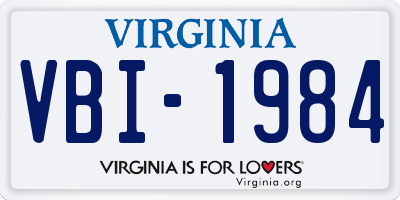 VA license plate VBI1984