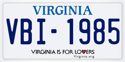 VA license plate VBI1985