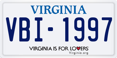 VA license plate VBI1997