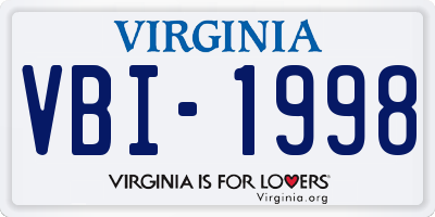 VA license plate VBI1998