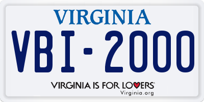 VA license plate VBI2000