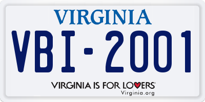 VA license plate VBI2001