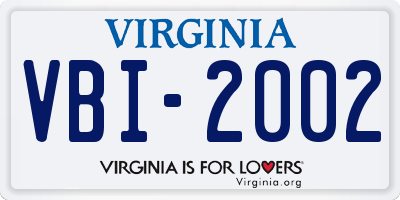 VA license plate VBI2002