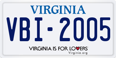 VA license plate VBI2005