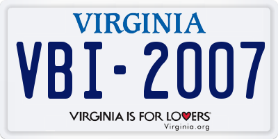 VA license plate VBI2007