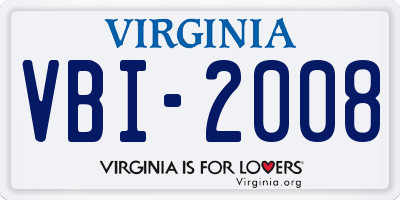 VA license plate VBI2008