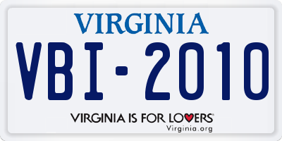 VA license plate VBI2010