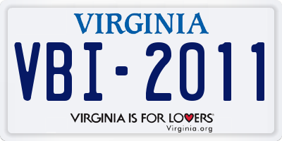 VA license plate VBI2011