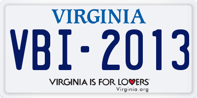 VA license plate VBI2013