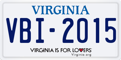 VA license plate VBI2015