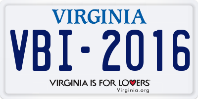 VA license plate VBI2016