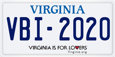 VA license plate VBI2020