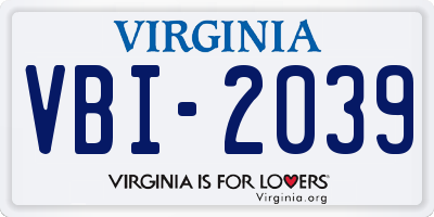 VA license plate VBI2039