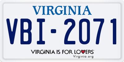 VA license plate VBI2071