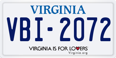 VA license plate VBI2072
