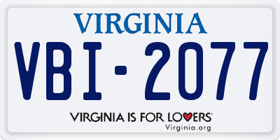 VA license plate VBI2077