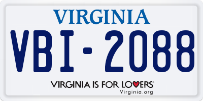 VA license plate VBI2088