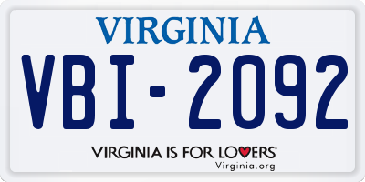VA license plate VBI2092