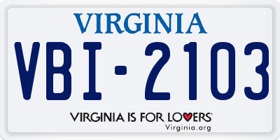 VA license plate VBI2103