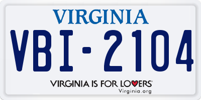 VA license plate VBI2104