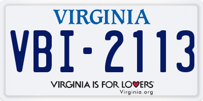 VA license plate VBI2113