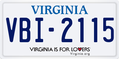 VA license plate VBI2115