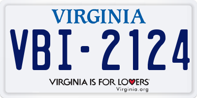 VA license plate VBI2124