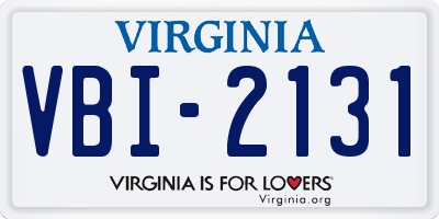 VA license plate VBI2131