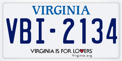 VA license plate VBI2134