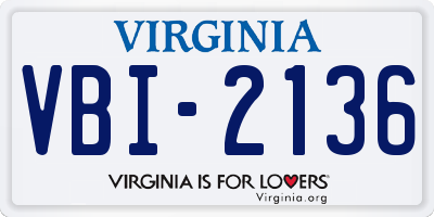 VA license plate VBI2136