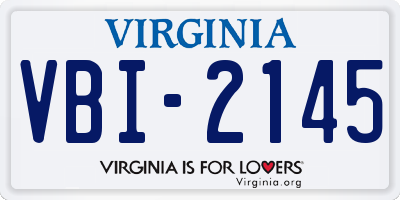 VA license plate VBI2145